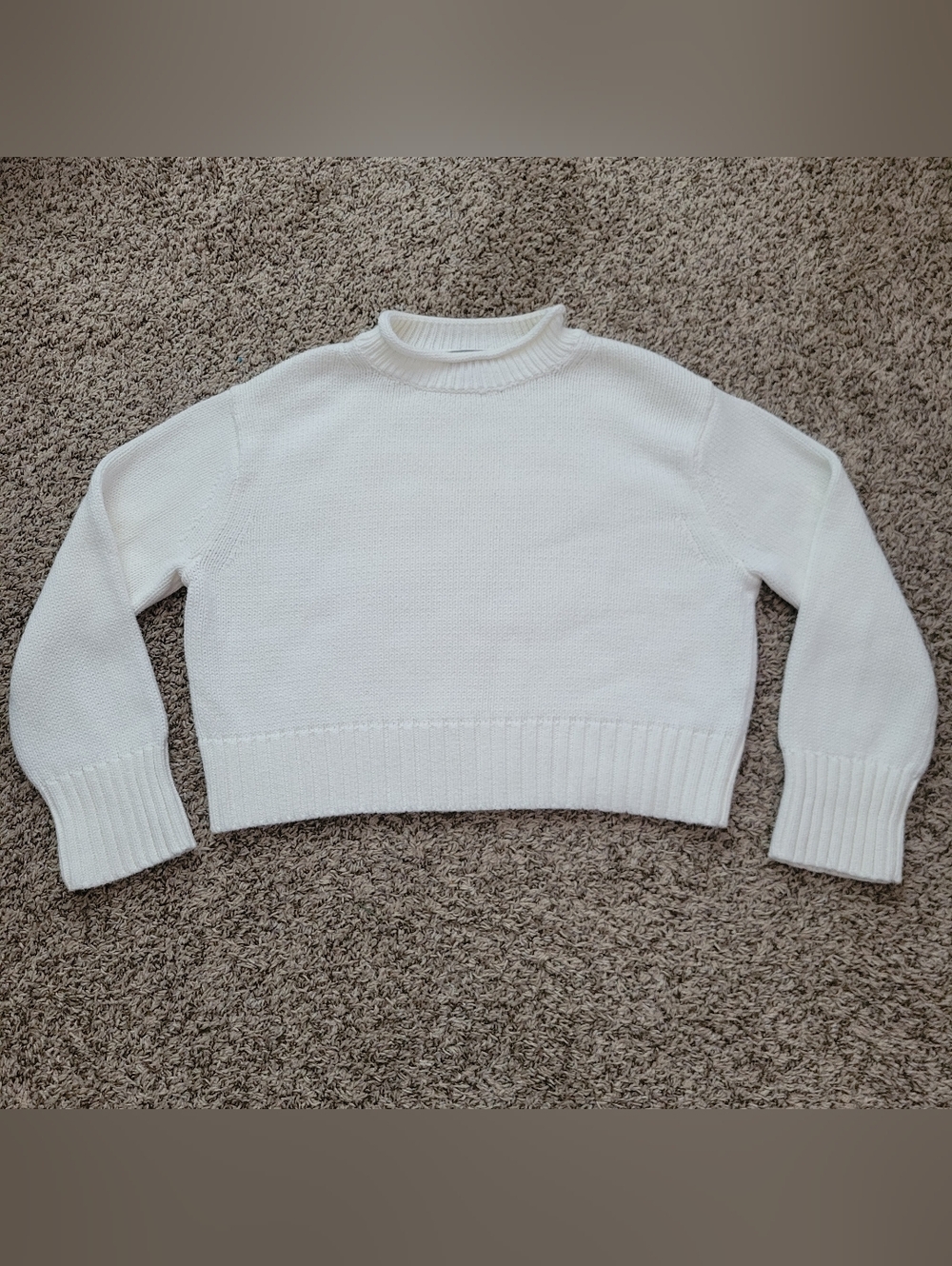 J. Crew Rollneck Sweater Ivory Off White 100% Cotton BV409 Size Small